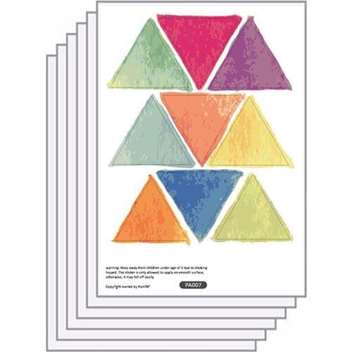 6 sheets/pack 54pcs Colorful Triangle Decals Wall Sticker DIY Wall Mural Sticker for Children Room Decoration PA007