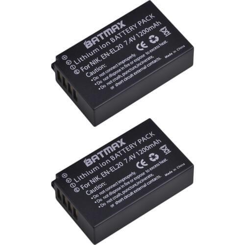 Batmax 2Pcs EN-EL20 EN EL20 ENEL20 Camera Battery for Nikon EN-EL20a 1 J1 J2 J3 S1 Digital Camera