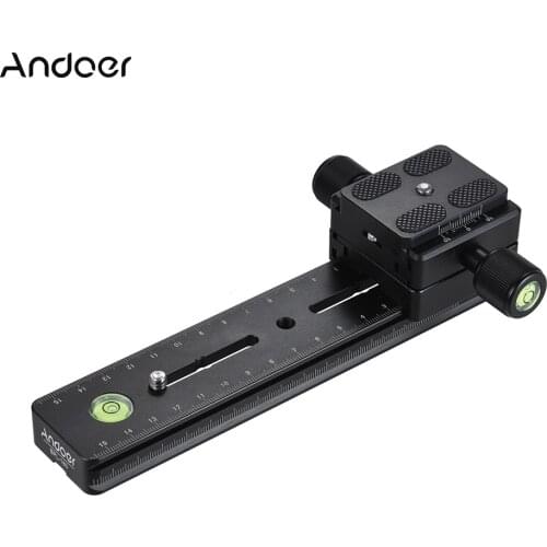 Andoer BPL-180 Aluminum Alloy Panoramic Camera Long Quick Release Plate + Double-layer Clamp Kit Knob-Type Design 1/4" Screw