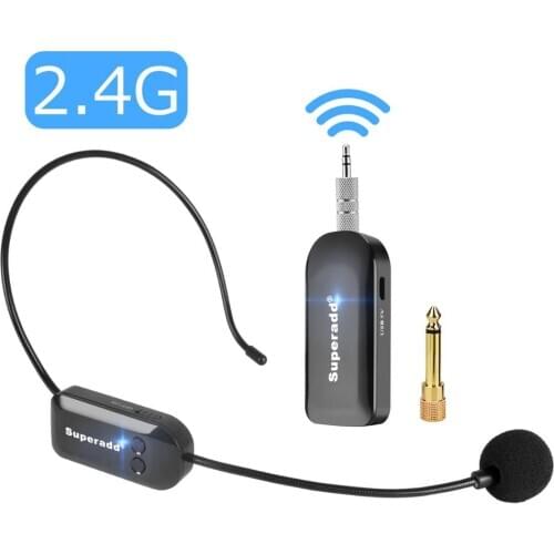 Superadd 2.4G Wireless Headset Microphones Headset Mics Ideal for Speakers, Fitness,Teacher, Tour Guides, Fitness Instructor