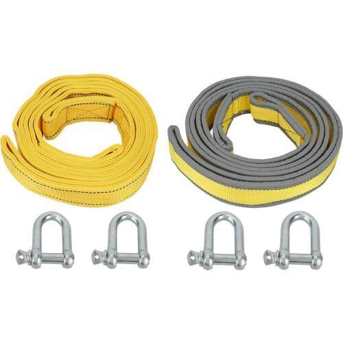 4M 8 Tons High Strength Car Trailer Towing Rope Recovery Tow Strap Flat Sling Rope with U-shape Hooks For Car Truck Trailer SUV