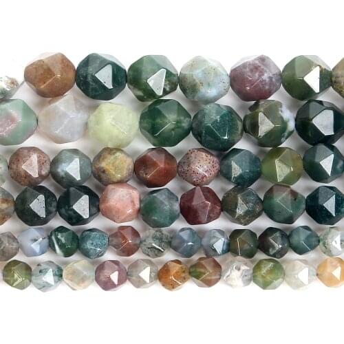Big Faceted Indian Agate Natural Stone Beads Round Loose Beads For Jewelry Making DIY Bracelets Earrings Accessories 6/8/10MM