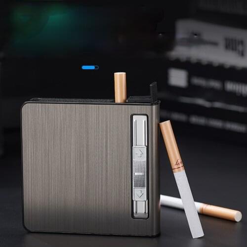 Cigarette Case Straight Into The Lighter 20 Whole Package Metal Creative Straight Into The Windproof Cigarette Case Lighter