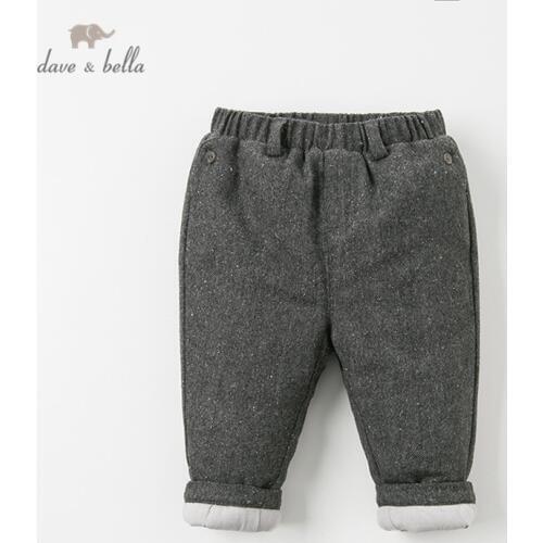 DB12074 dave bella winter baby unisex fashion solid pockets padded pants children full length kids pants infant toddler trousers