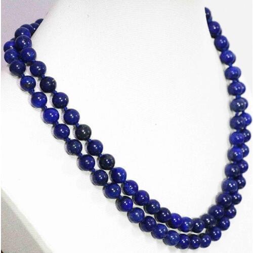 Elegant blue lapis lazuli stone natural round beads 8,10,12mm fashoin egyptian long chain necklace jewelry 36inch B1484