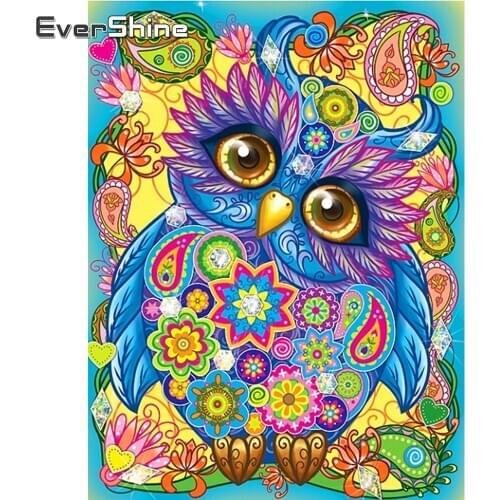 Evershine Diamond Painting Owl Full Square Round Diamond Embroidery Sale Animal Mosaic Rhinestones Pictures Handicrafts Gift