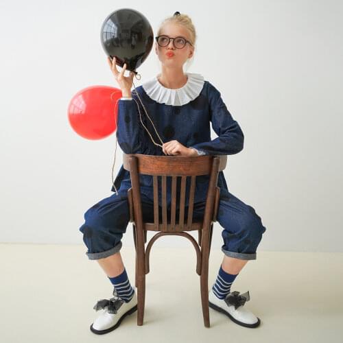 Imakokoni original design slim denim print suit Japanese wild autumn female 20 new style 203055