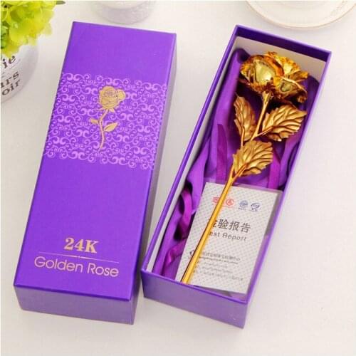Artificial Golden Rose Flower Box for Couple Wedding Valentines Day Christmas Party Decoration Gift Box Best Gift for Girlfriend