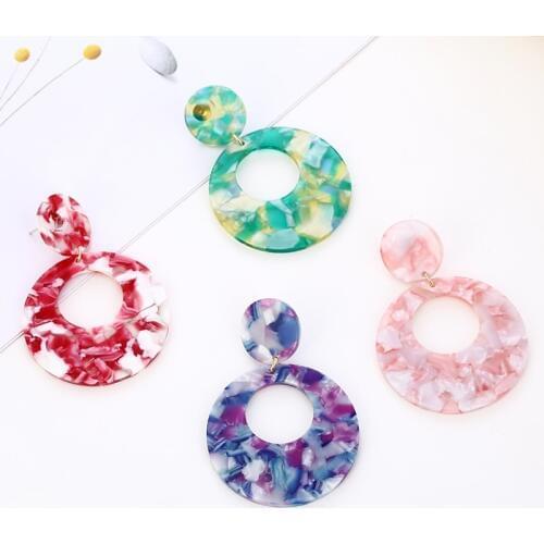 Classic Round Acrylic Earrings Creative Hollow Button Personality Jewelry Vintage Statement For Female New Products2019