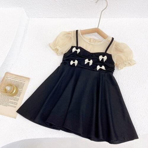 Girls summer suspender dress 2021 new Korean style casual childrens fashion birthday toddler clothes bow baby princess dresses