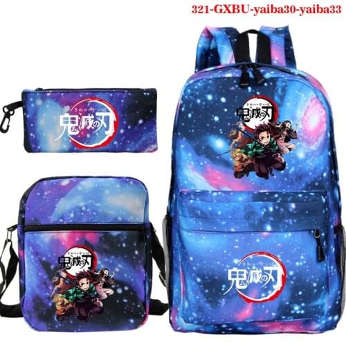 Mochilas Kimetsu No Yaiba Anime Backpack 3pcs/Set Students School Bag Cartoon Manga for Teenagers Girls Boys Bookbag Travel Bags