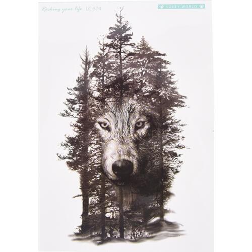 Fashion Waterproof Temporary Tattoo Sticker Chest Clock Wolf Forest Tatto Stickers Flash Fake