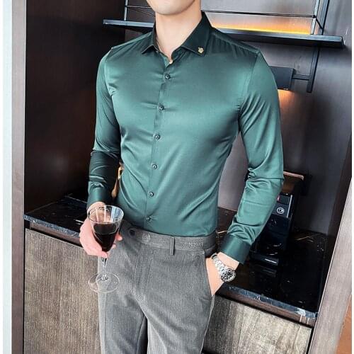 High Quality Shirts for Men Business Casual Shirt Long Sleeve Slim Fit Formal Dress Shirts Streetwear Clothing Chemise Homme 5XL