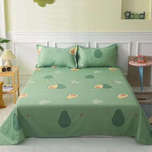 3pcs Set Cute Floral Soft Sanding Skin-friendly Bedsheet 1pc Bed Sheet+2pcs Pillowcase King Queen Size Flat Sheet
