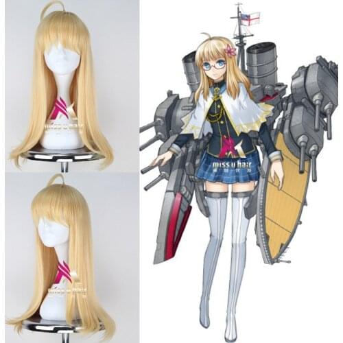 New Anime Warship Girls Hood Cosplay Wig Halloween Party Stage Play yellow short Hair High quality +wig cap
