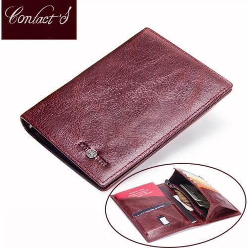 Contacts Genuine Leather Passport Cover Wallets Casual Coin Purse Double Passport Holders Travel Wallet With Credit Card Holder