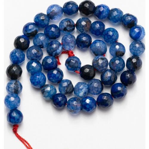 Wholesale Natural Stone Faced Blue Cracked Agates Beads Loose Beads Needlework for Jewelry Making 6 8 10mm DIY Bracelet