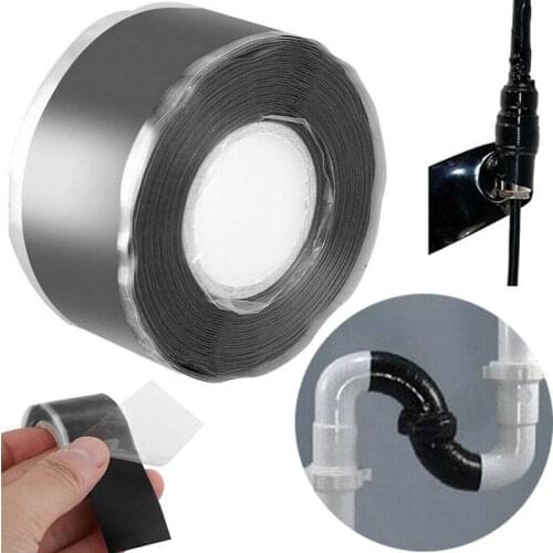 1.5m Black Self-Adhesive Silicone Repair Tape Waterproof High Temperature Sealing Tape Stop Leak Seal Repair Water Pipe Sealers