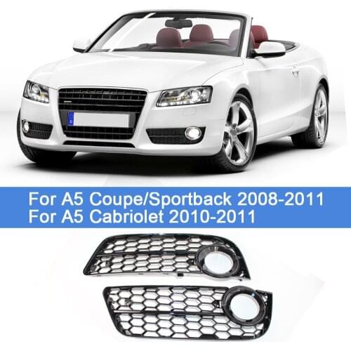 Car Front Fog Light Lamp Grille Grill Cover Honeycomb Mesh For Audi A5 Coupe/Sportback 08-11 Cabriolet 10-11 8T0807682/8T0807681