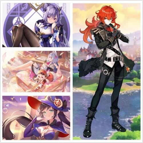 Self-adhesive Wallpapers Genshin Impact Series Posters Anime Girl Wall Art Prints Wall Pictures For Kitchen Room Decoration