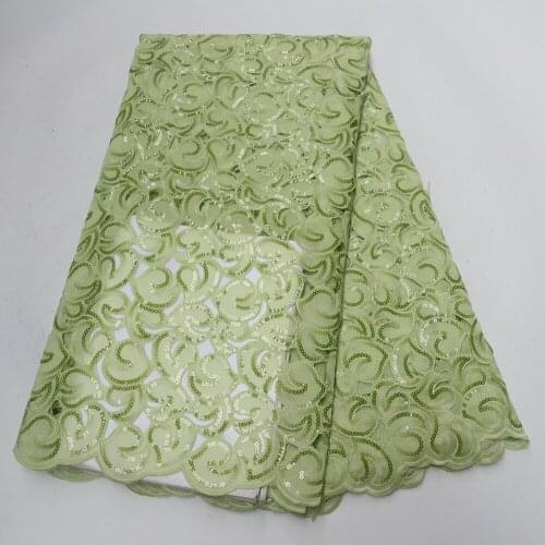 Sequence African hand cut double organza lace fabric high quality embroidered Swiss voile cord tulle mesh Nigerian sequins laces