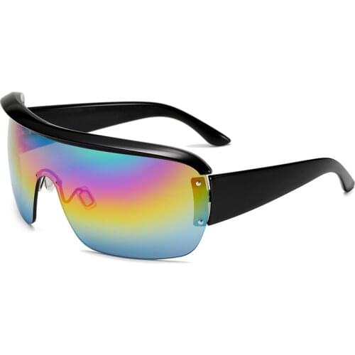 Shield Rimless Oversize Sunglasses Women Men Mirror Square Sport Sun Glasses Vintage Big Shades Brand UV400 Eyewear Oculos