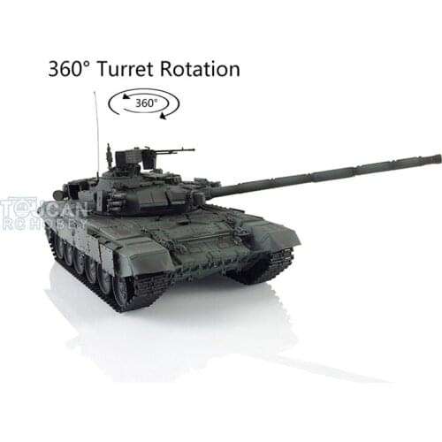 Outdoor Gifts Heng Long RTR Remote Controlled Tank 1/16 Green 7.0 Plastic Russia T90 3938 W/ 360° Turret TH17875-SMT4