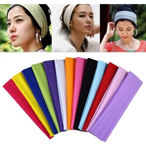 1PC Universal 19colors Sweatband Headband Yoga Hair Bands Gym Basketball Sport Stretch Ribbon Hairband Dance Biker Headwear