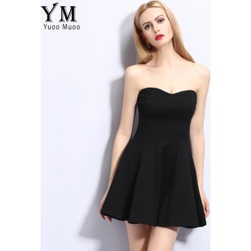 YuooMuoo European Style Women Summer Sexy A-Line Above Knee Mini Dresses Strapless Off Shoulder Dress
