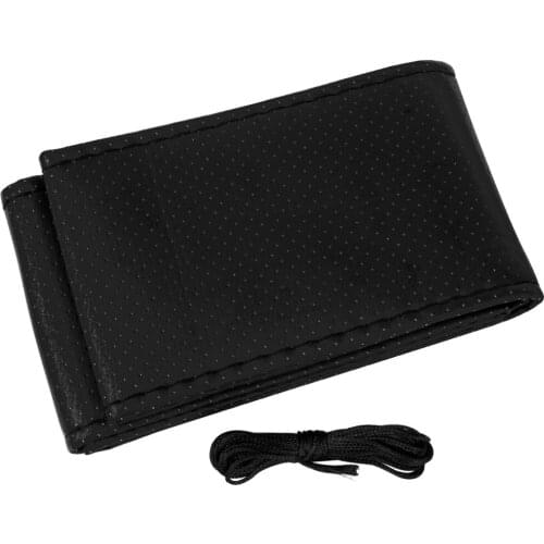 1PC DIY Genuine Cowhide Car Braid Leather Steering Wheel Cover 36 38 40CM Universal Size Black Beige Gray Brown Color