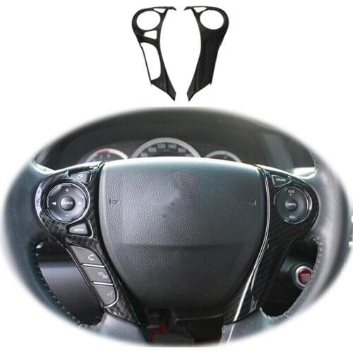 2X Car ABS Carbon Fiber Steering Wheel Button Cover Fit for Honda Accord 2014-2017