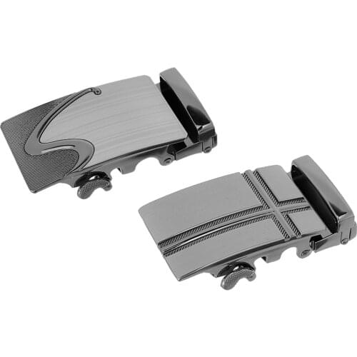 2X Men Metal Automatic Buckle Ratchet Belt Buckle 40mm Width Silver