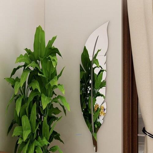 DIY Feather Plume 3D Mirror Wall Sticker for Living Room Art Home Decor Vinyl Decal Acrylic Sticker Mural Wall Decor Wallpaper