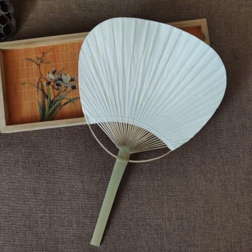 Summer Pai Pai Bambu 5pcs Pure White Bamboo Handle Blank Calligraphy Painting Blank Group Fan White Fan -40