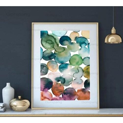 Abstract Watercolor Canvas Painting Print Brush Strokes Modern Minimalist Poster Colorful Wall Art Print Picture Home Room Decor