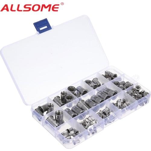 ALLSOME 93Pcs Stainless Steel Rivet Nut Rivnut Insert Nutsert KIT M3 M4 M5 M6 M8 M10 HT2827