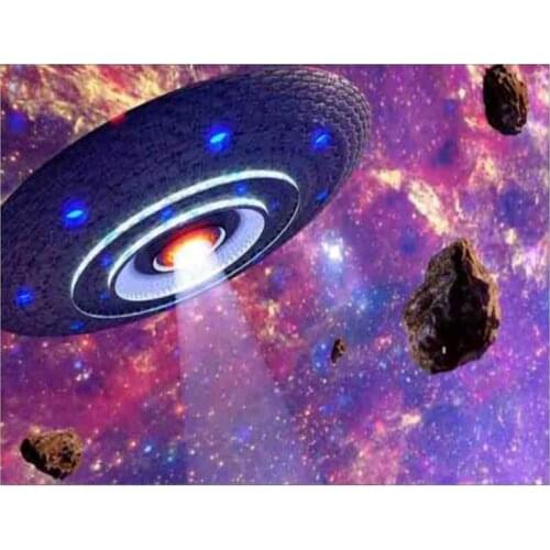 New 5D diamond painting full diamond alien spaceship starry sky round diamond mosaic pattern home decoration DIY handmade wall