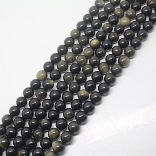 Free shipping! Wholesale 48pcs! 8mm Natural Gold Obsidian Round Loose Beads