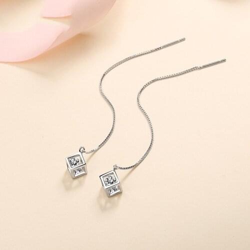 BOEYCJR 925 Silver magic box 0.5ct/1ct F color Moissanite VVS Fine Jewelry Long Drop Earrings With certificate for Women Gift