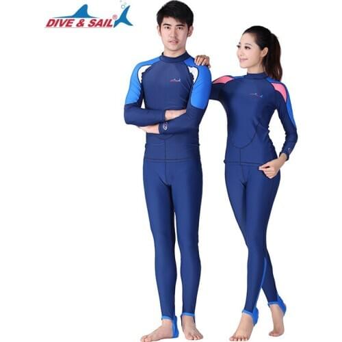 DIVE&SAIL 2-pieces Quick-Dry Swimwear Snorkeling Men Women Surf Suit UPF 50+ Long Sleeves Rushguard Wetsuits Lycra Diving Skin