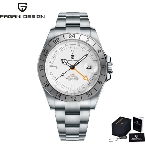 2021 New PAGANI DESIGN Top Mens GMT Watches Stainless Steel Automatic Mechanical Wristwatch Steve Luxury 200M Waterproof Clock