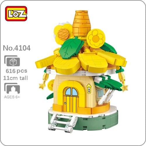 LOZ 4104 Miss Miracle Forest Sunflower House Cabin Flower Star 3D Model DIY Mini Blocks Bricks Building Toy for Children no Box