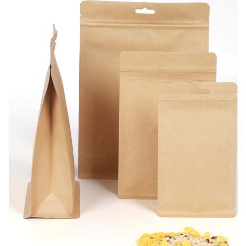 Ferimo 100pcs Eight side sealed aluminized kraft paper bag, self standing self sealing bag, dry food packing storage bags