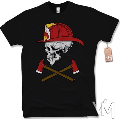 Firefighter Skull T-Shirt - Firefighter Volunteer Skull2019 Newest Letter Print Hip Hop Novelty Tee MenS Brand Clothing Casual