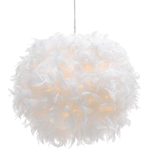 White Feather Chandelier Lampshade for The Living Room Dining Room Bedroom Floor Lamp and Table Lamp Feather Lampshade