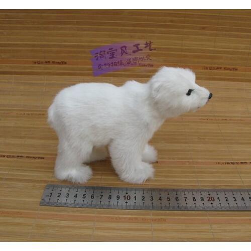 Cute simulation white polar bear toy resin&fur polar bear doll gift about 20x7x14cm 0795