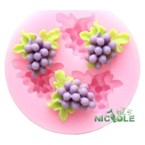 Mini 3 Grapes shape chocolate mold Fondant cake mold decoration for birthday cake
