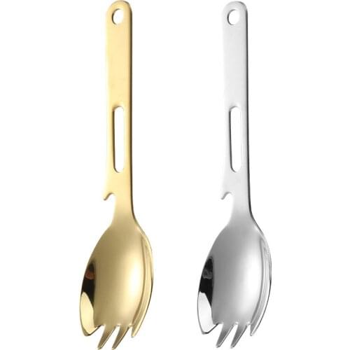 Multifunctional Fork Spoon 304 Stainless Steel Butter Knife Fruit Fork Cake Spoon Beer Bottle Opener Salad Fork Kitchen Supplies