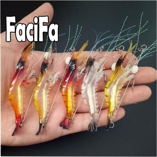 6pcs or 3pcs Shrimp Soft Lure 9cm 5g Fishing Artificial Bait Soft Fishing Lure Luminous Hook Bead Anzois Para Pesca Sabiki Rigs
