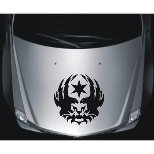 Car decals Tiger Head Flames 19''x 19.5'' Vinyl Hood Animal Head stickers CG51